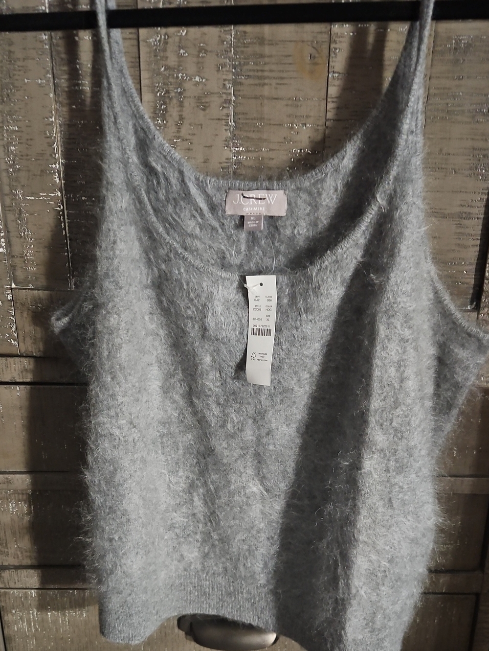 J. Crew Cashmere Soft Fuzzy Knit Tank Top in Gray